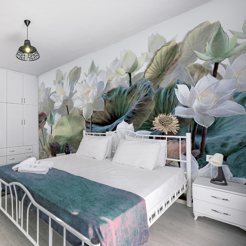 Loto bianco tra foglie — ambiente 3