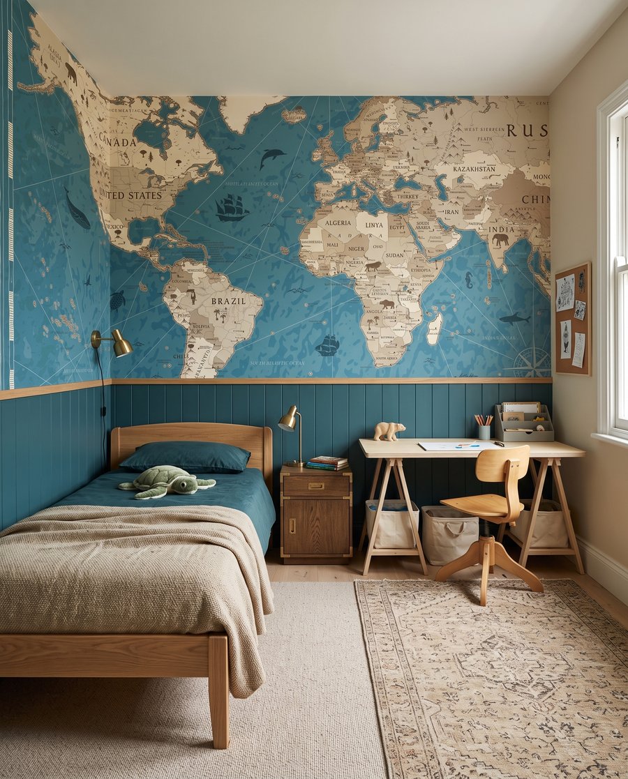 Mappa del mondo in un ambiente