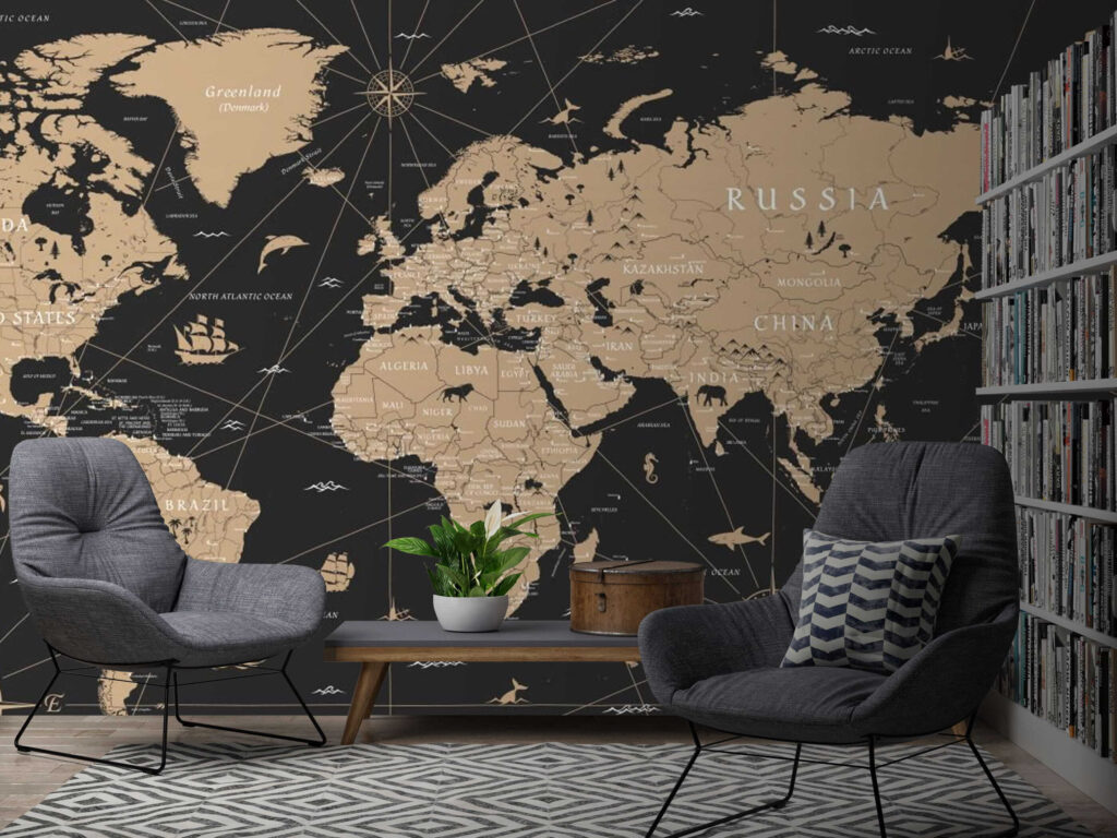 Mappa antica color sabbia — ambiente 2