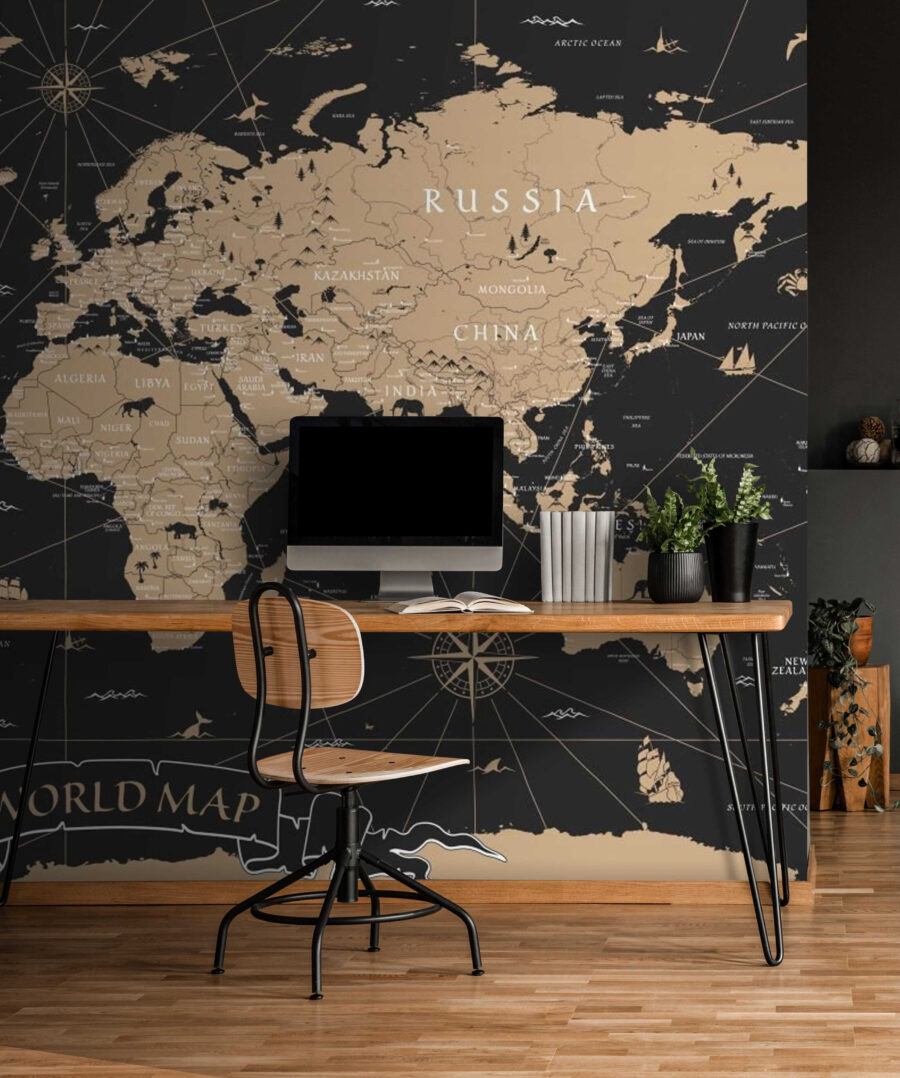 Mappa antica color sabbia — ambiente 1