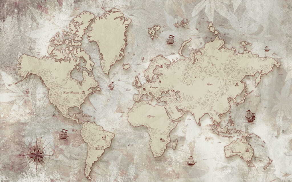 Mappa del mondo consumata — design completo