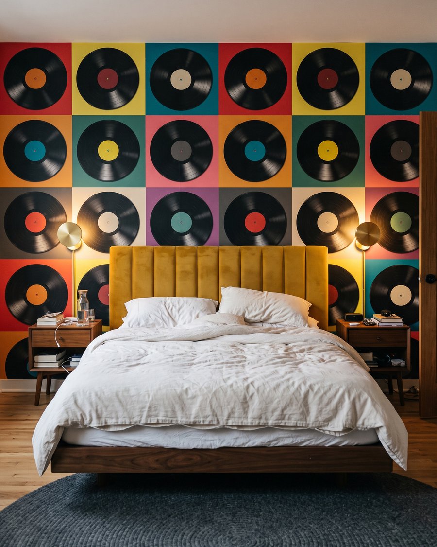 Dischi di vinile colorati in un ambiente