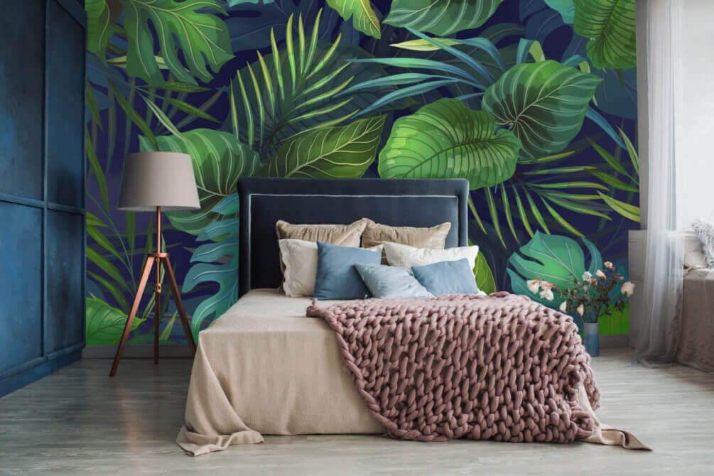 Foglie tropicali su blu — ambiente 2