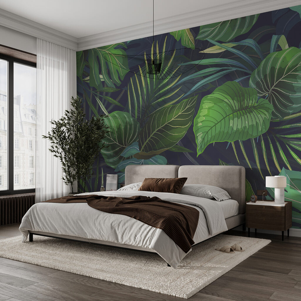 Foglie tropicali su blu — ambiente 4
