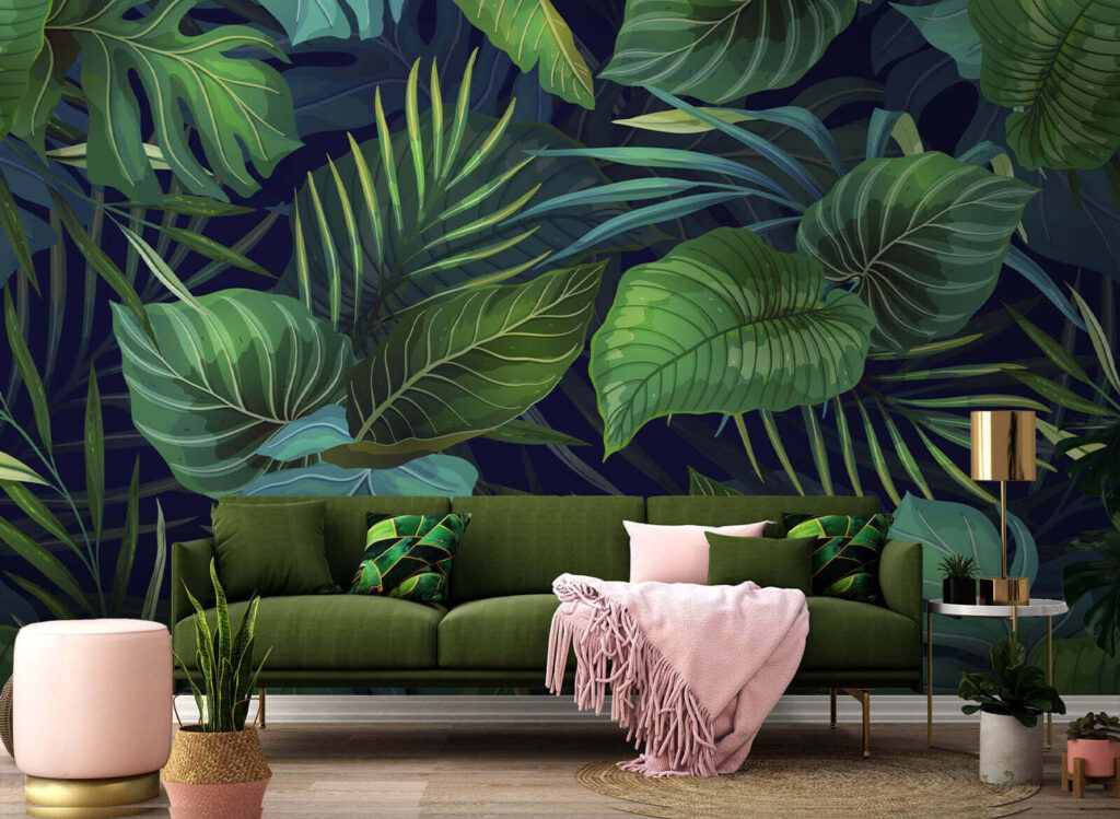 Foglie tropicali su blu — ambiente 1