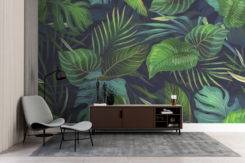 Foglie tropicali su blu — ambiente 5