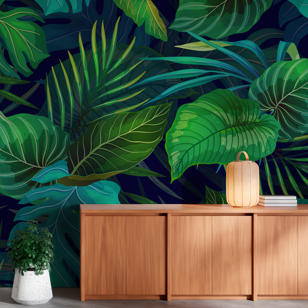 Foglie tropicali su blu — ambiente 6