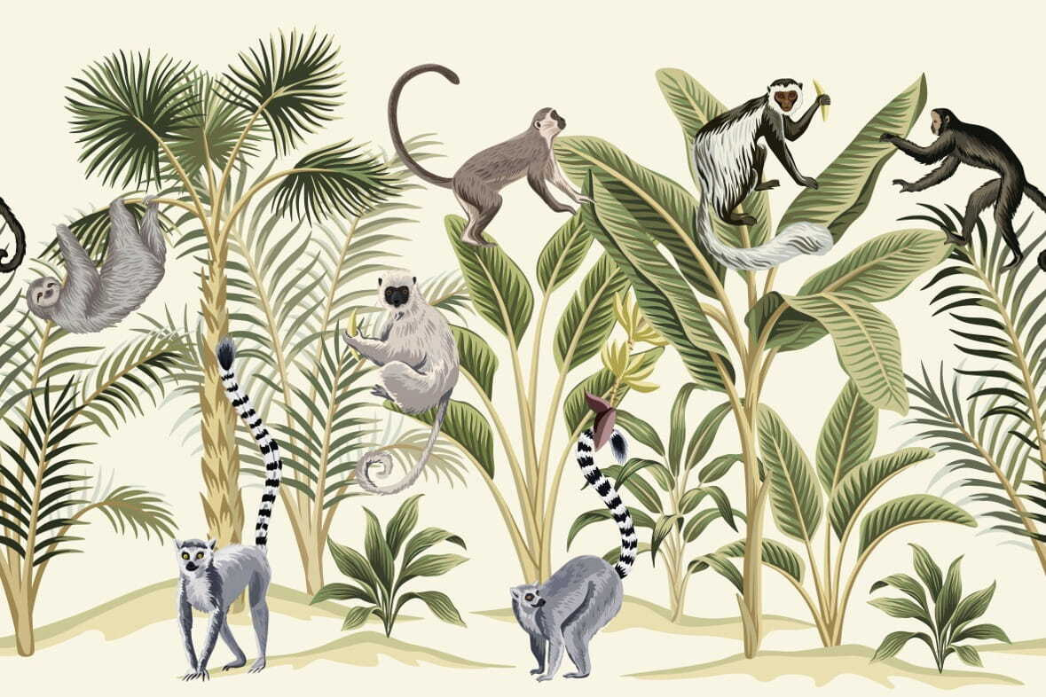 Scimmie tra le palme — design completo