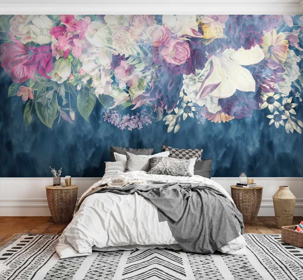 Fiori su blu profondo — ambiente 2