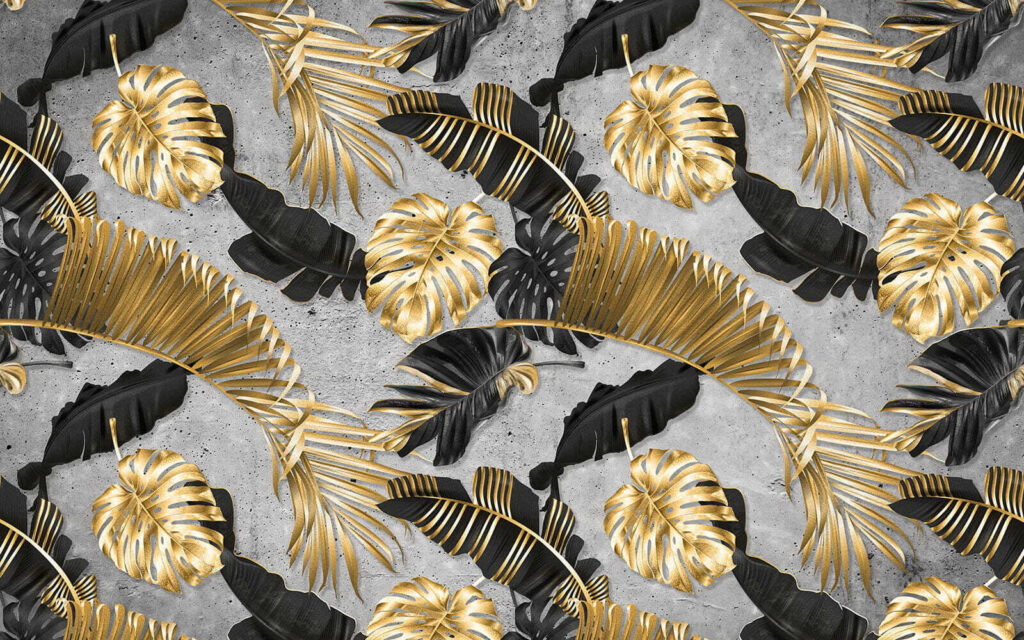 Foglie d’oro su nero — design completo