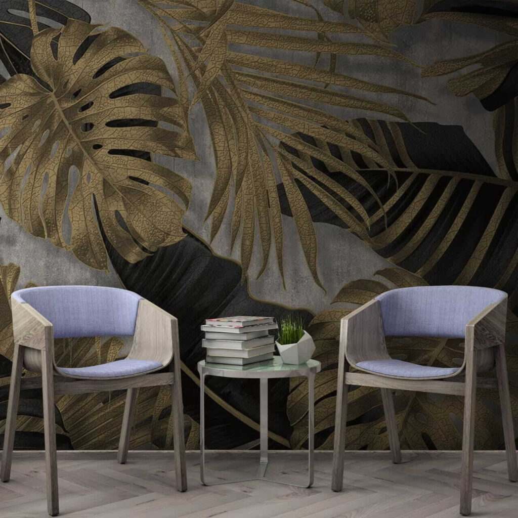 Foglie d’oro su nero — ambiente 2