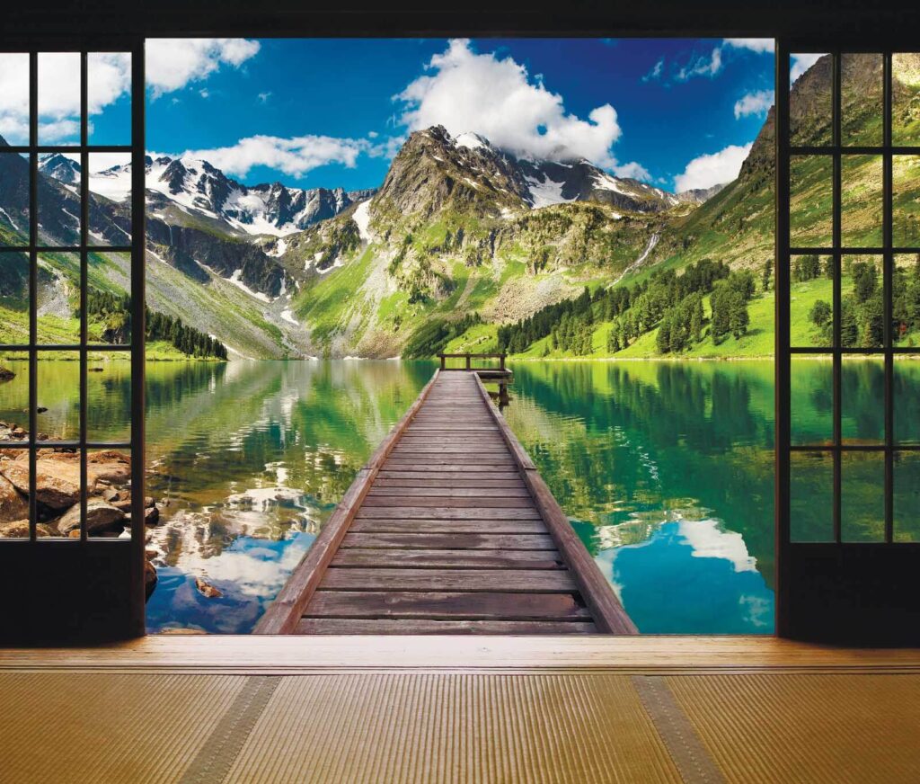 Pontile sul lago limpido — design completo