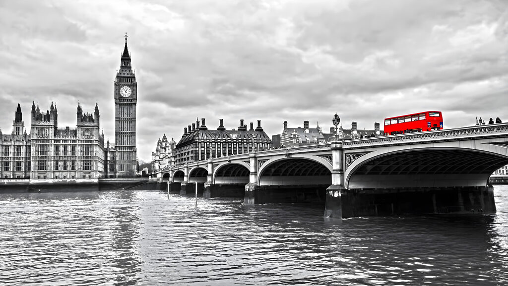 Autobus rosso a Westminster — design completo
