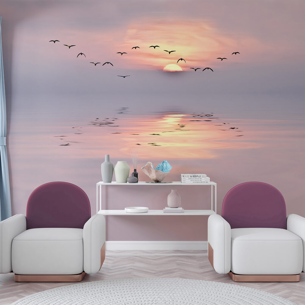 Uccelli sul mare rosa — ambiente 4