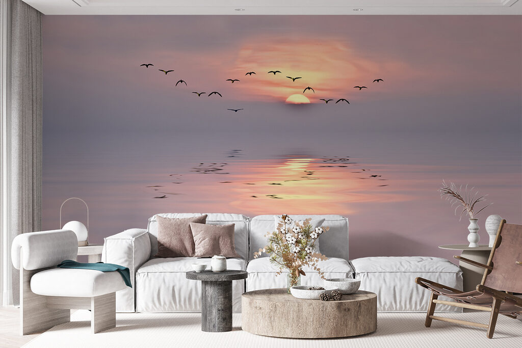 Uccelli sul mare rosa — ambiente 5
