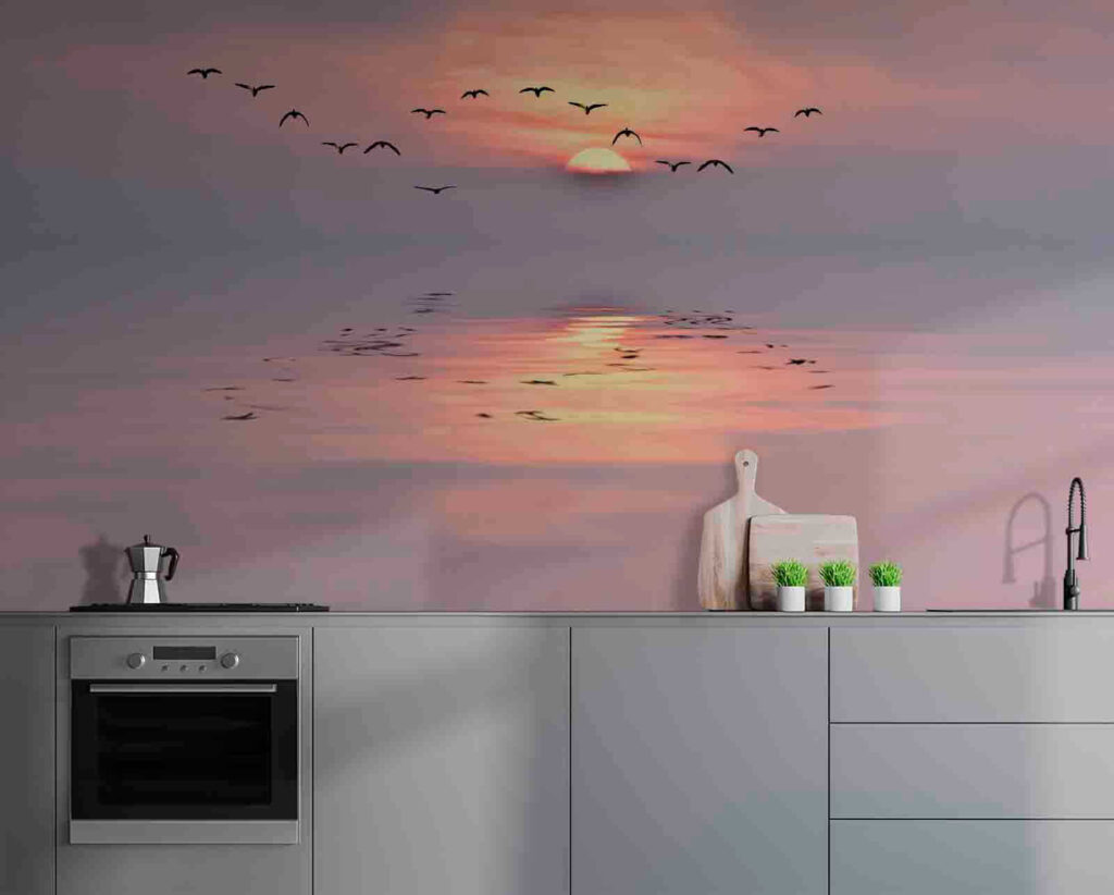 Uccelli sul mare rosa — ambiente 2