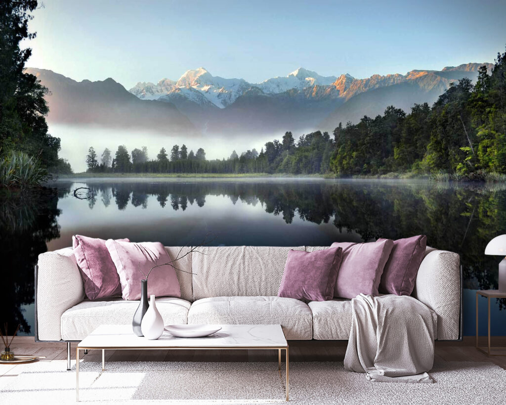 Riva boscosa all’alba — ambiente 3