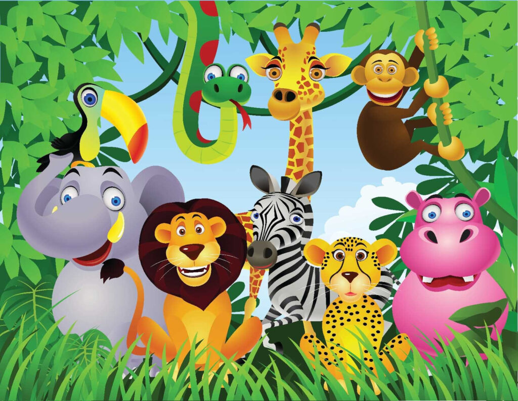 Animali vivaci nel verde — design completo
