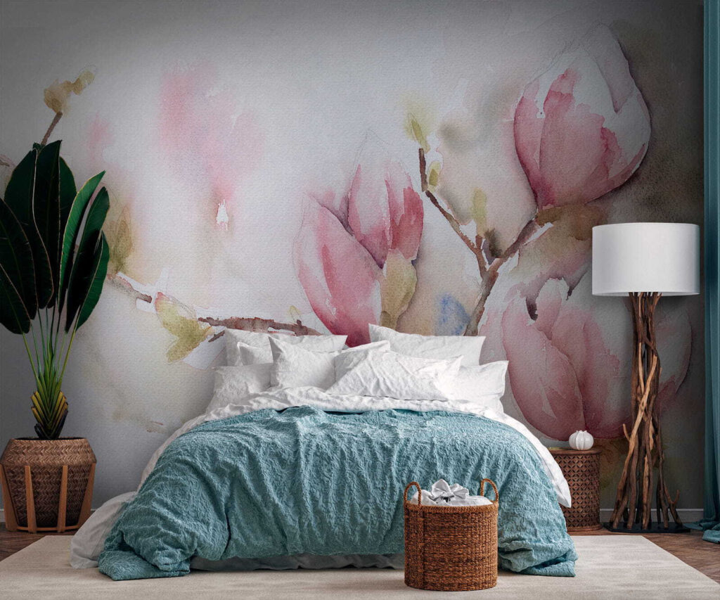 Magnolia ad acquerello rosa — ambiente 4