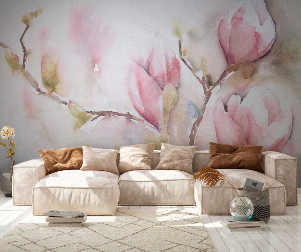 Magnolia ad acquerello rosa — ambiente 6