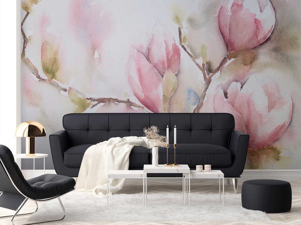 Magnolia ad acquerello rosa — ambiente 7