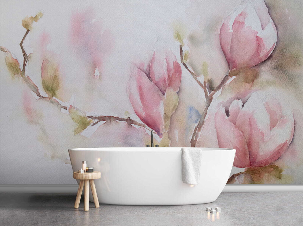 Magnolia ad acquerello rosa — ambiente 10