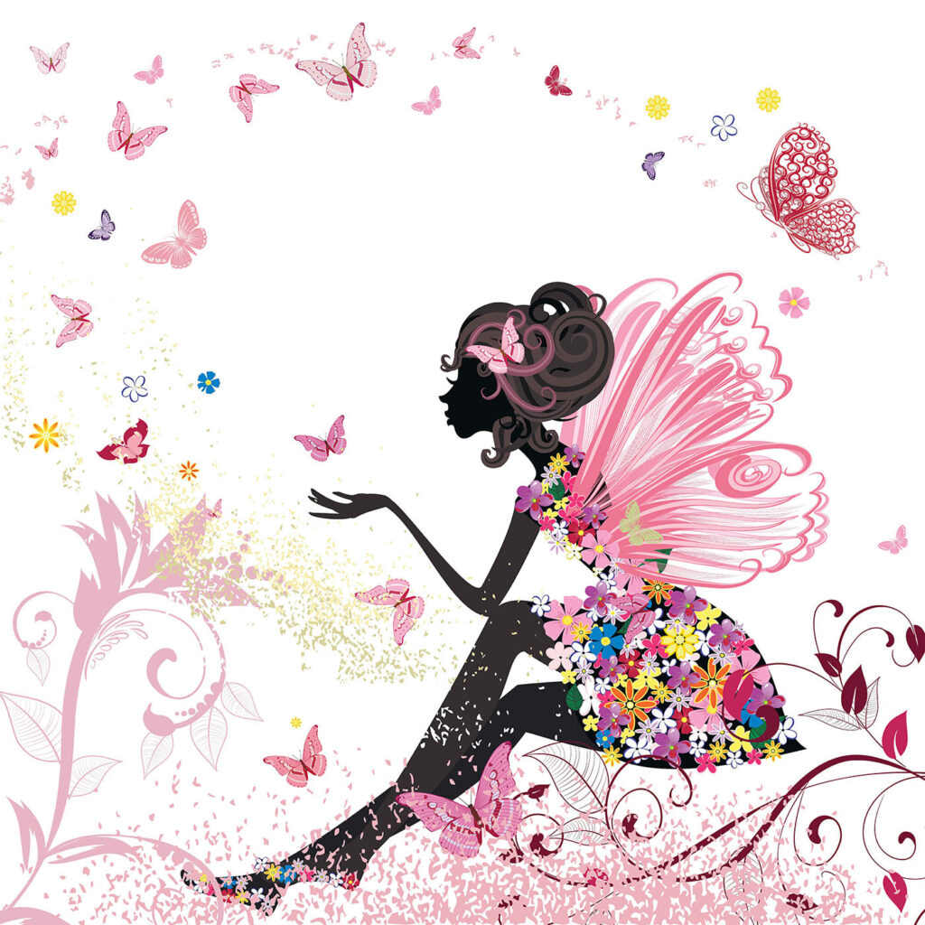 Fatina con abito fiorito — design completo