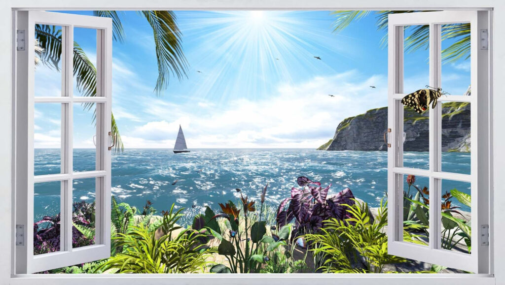 Mare dalla finestra fiorita — design completo