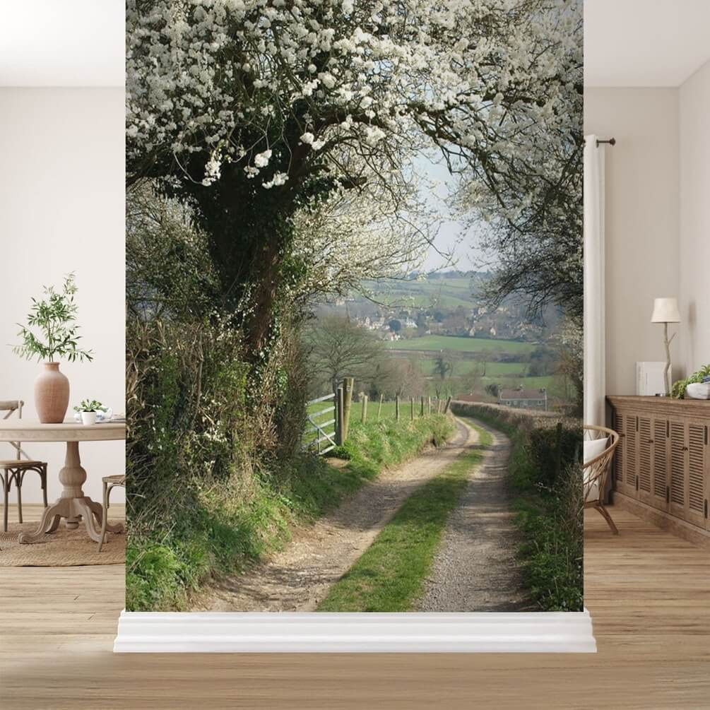 Stradina in fiore in un ambiente