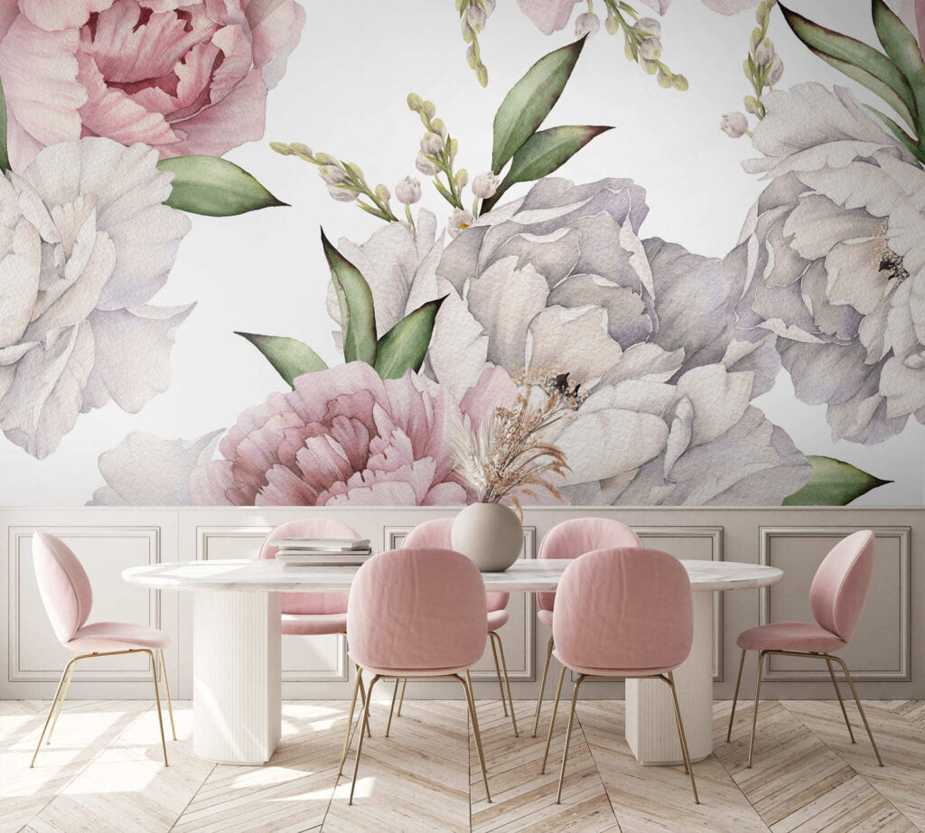 Peonie rosa su bianco — ambiente 1