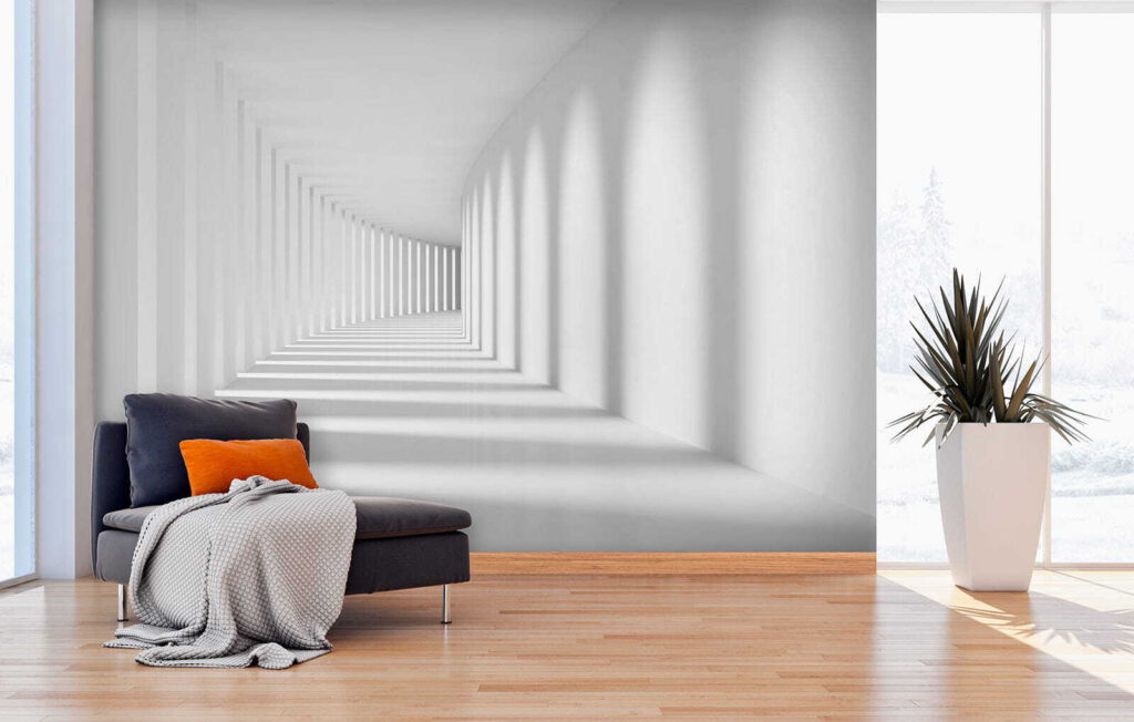 Corridoio bianco e ombre — ambiente 5