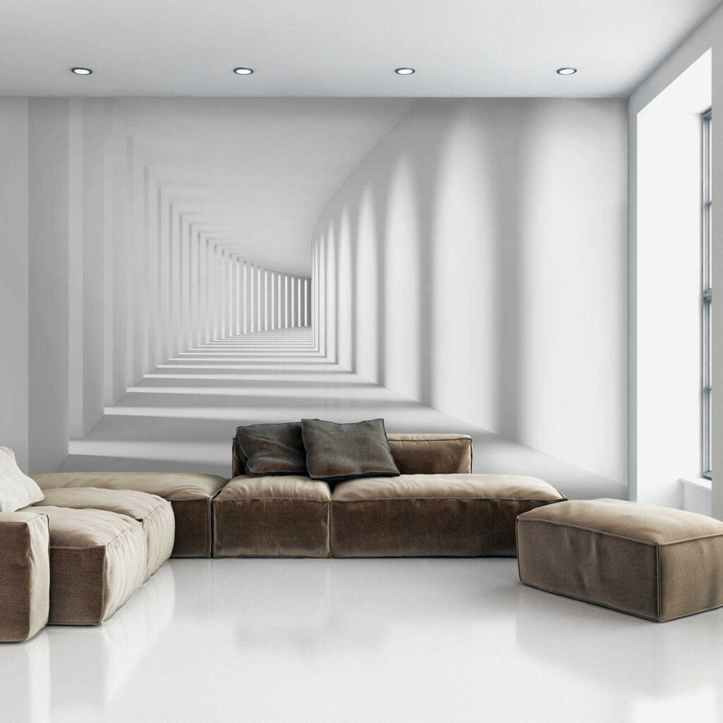 Corridoio bianco e ombre — ambiente 6