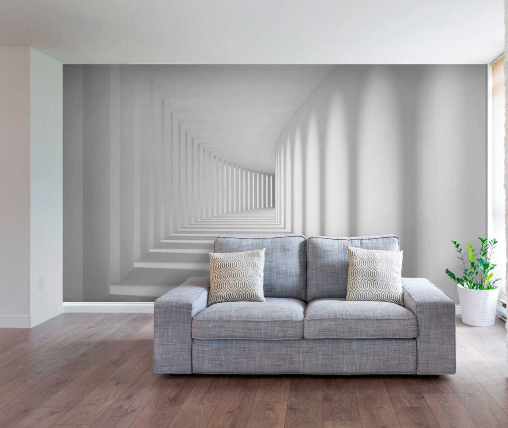 Corridoio bianco e ombre — ambiente 7