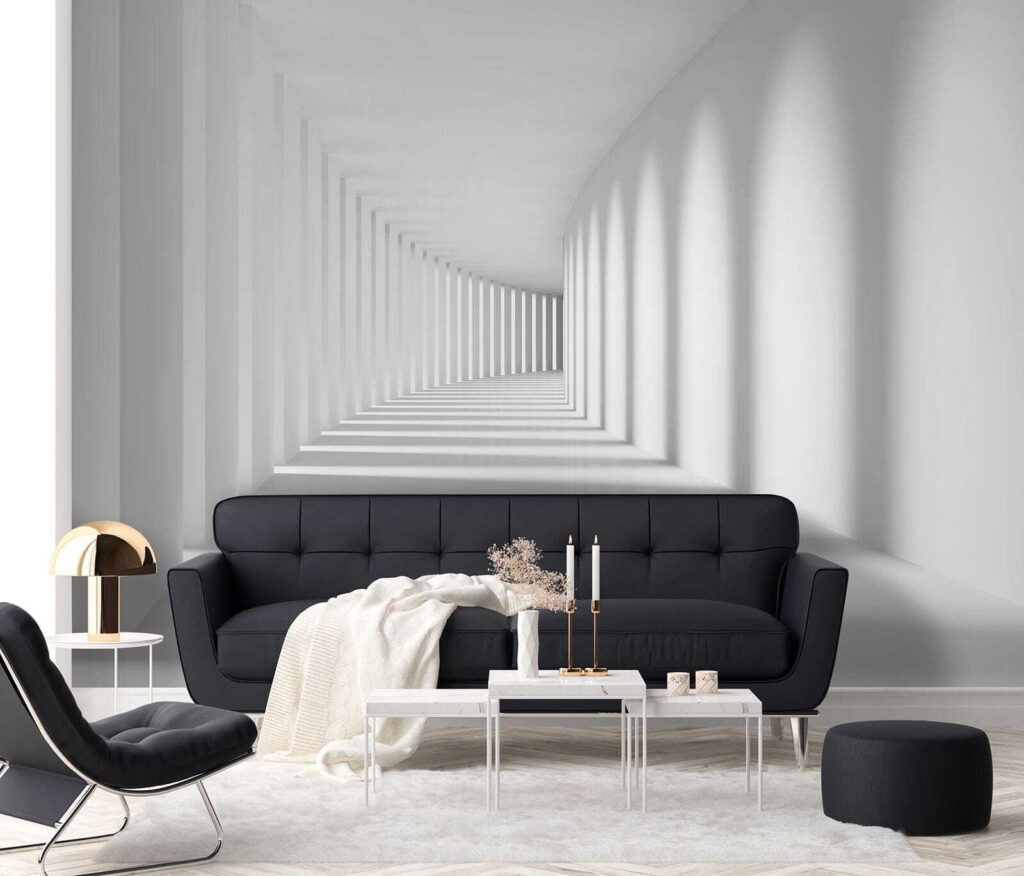 Corridoio bianco e ombre — ambiente 8