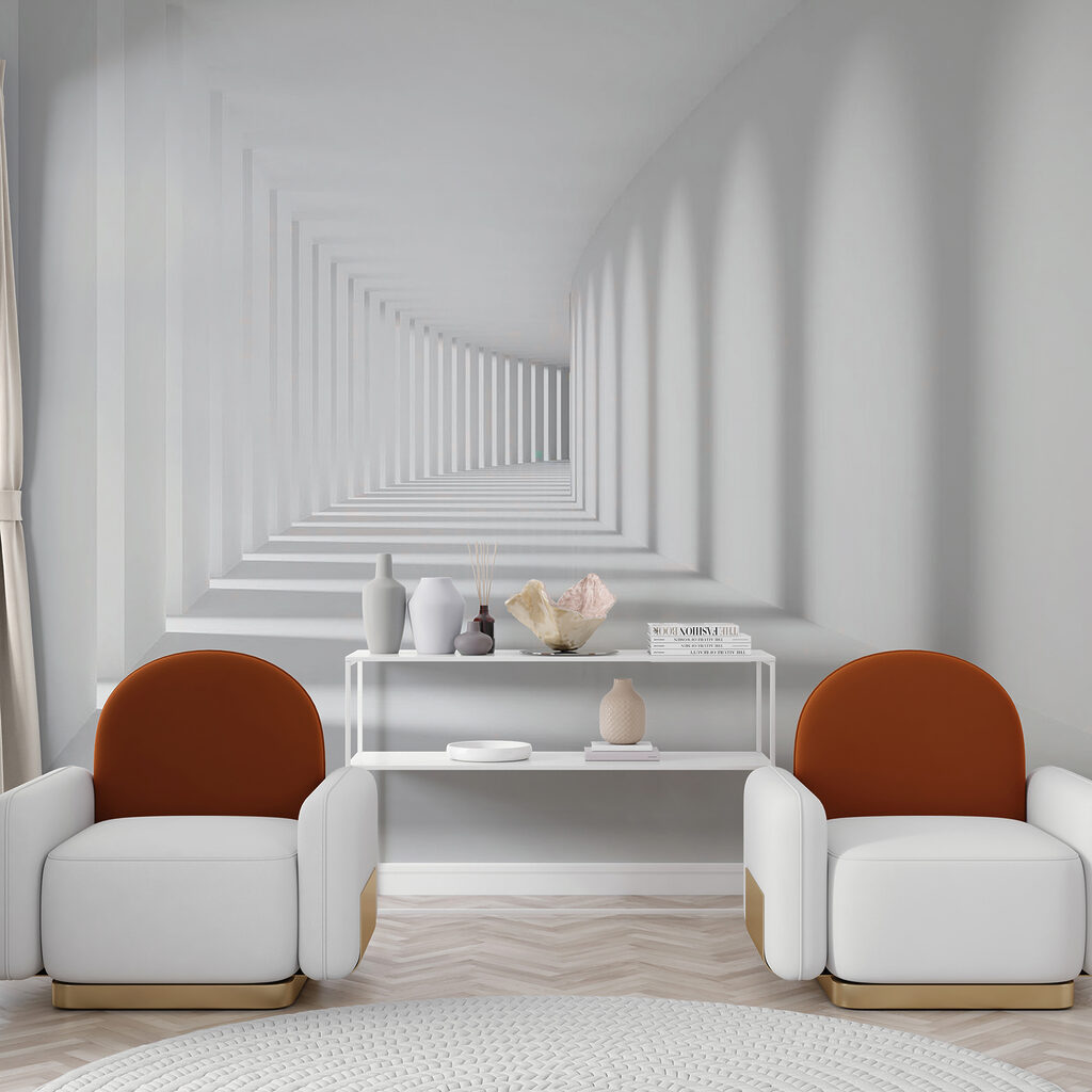 Corridoio bianco e ombre — ambiente 12