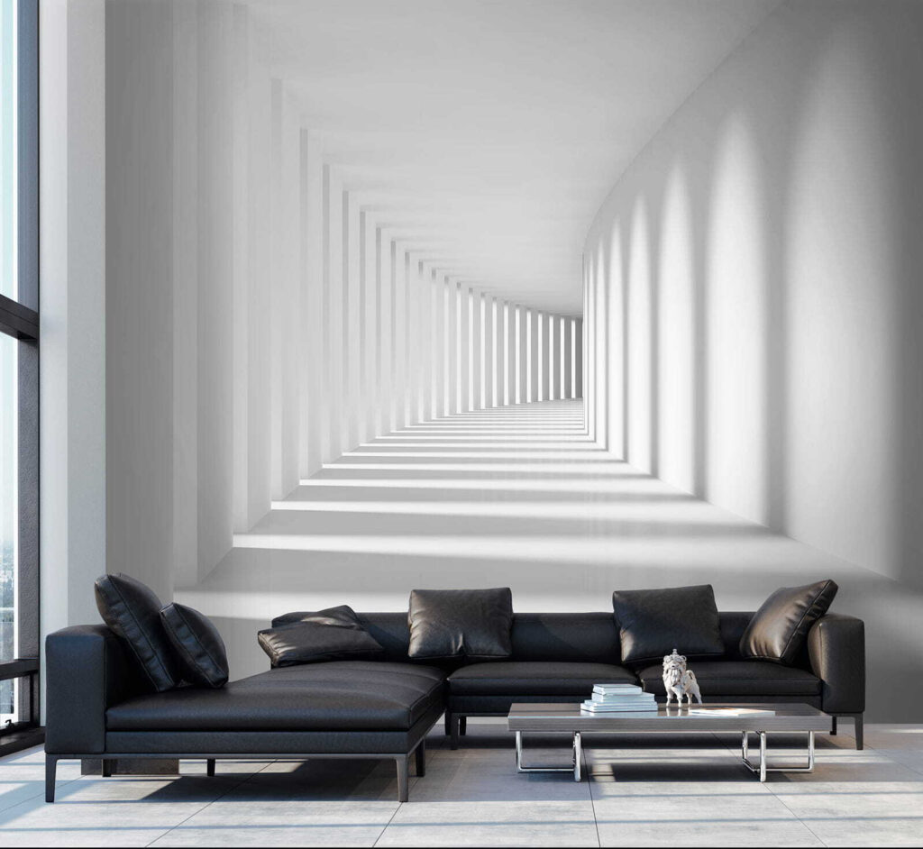 Corridoio bianco e ombre — ambiente 9