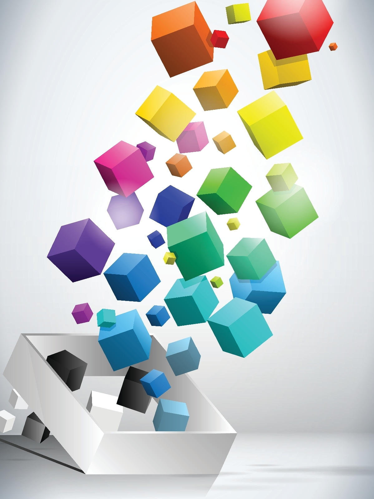 Cubi colorati in volo — design completo
