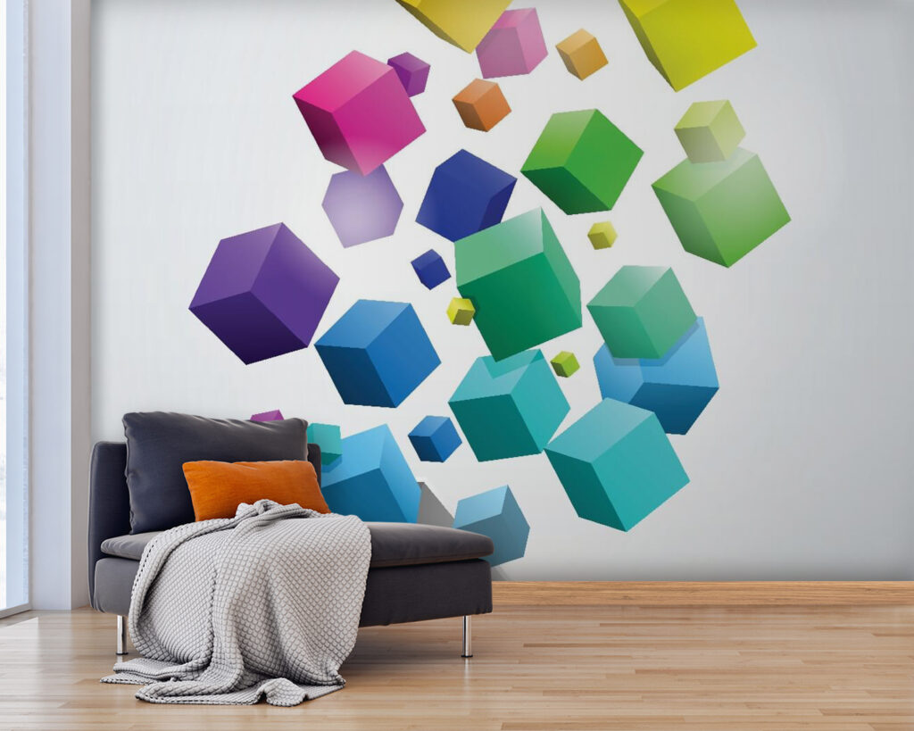 Cubi colorati in volo — ambiente 3