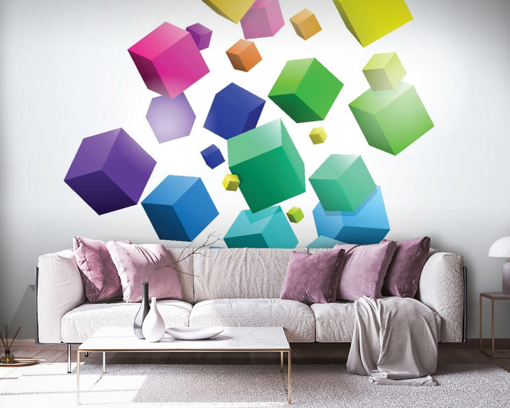 Cubi colorati in volo — ambiente 4
