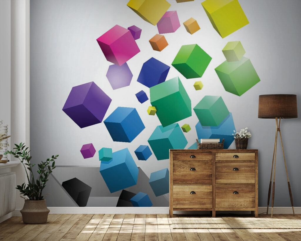 Cubi colorati in volo — ambiente 1
