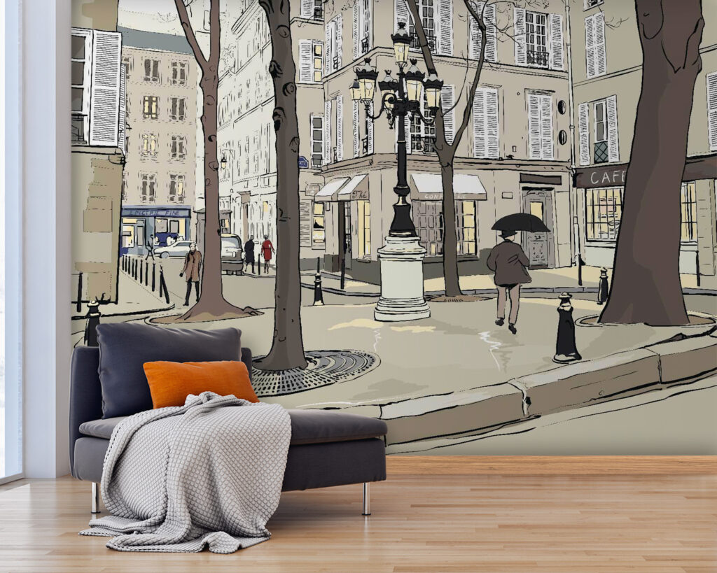 Piazza silenziosa disegnata — ambiente 5
