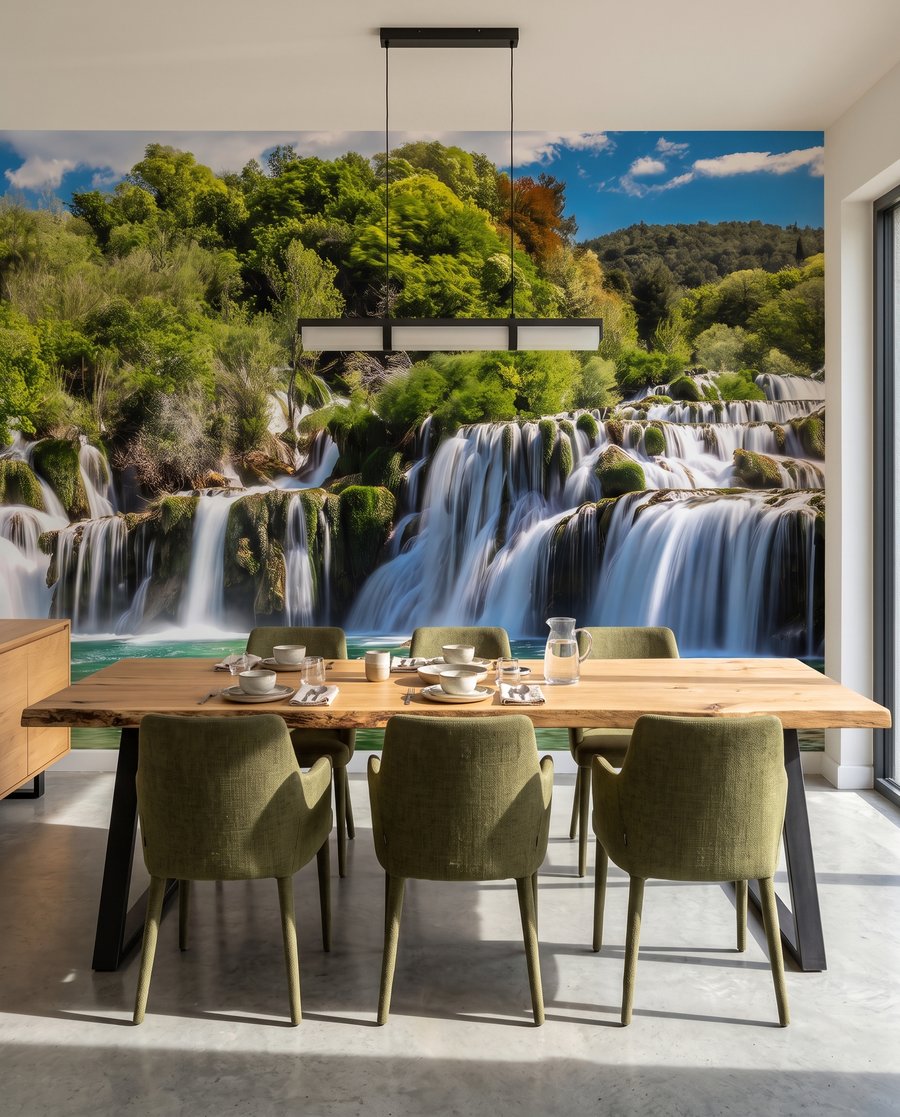 Laghetto sotto le cascate in un ambiente