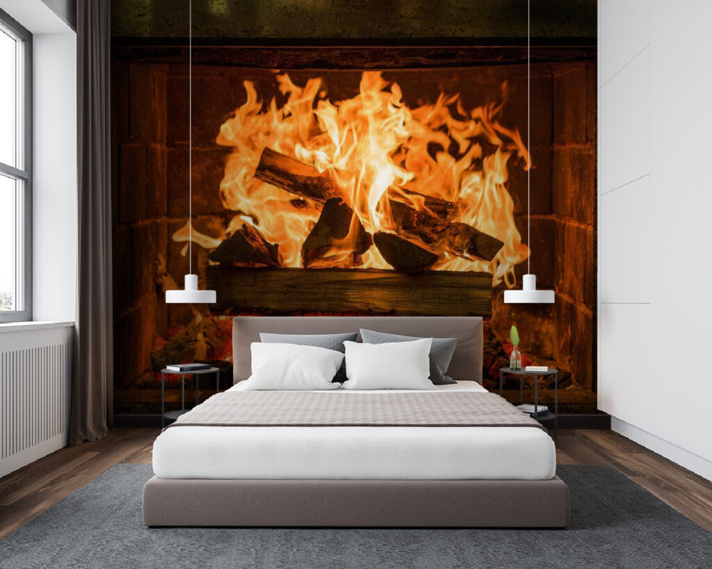 Fuoco nel camino scuro — ambiente 3