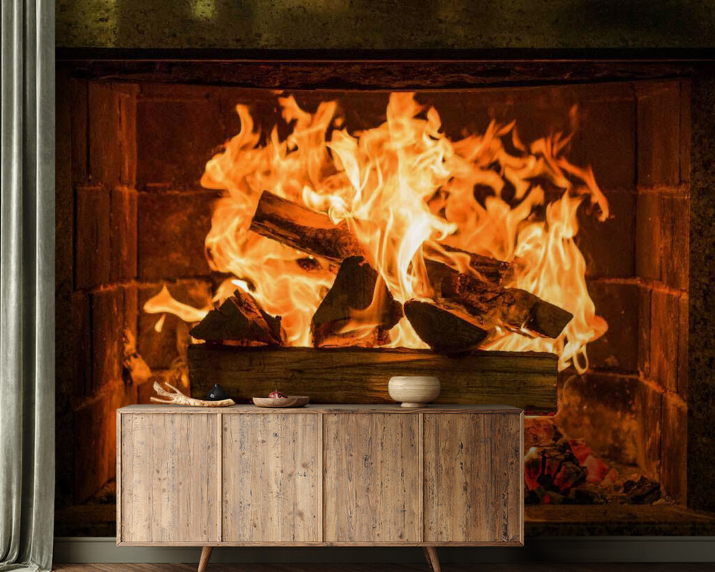 Fuoco nel camino scuro — ambiente 1