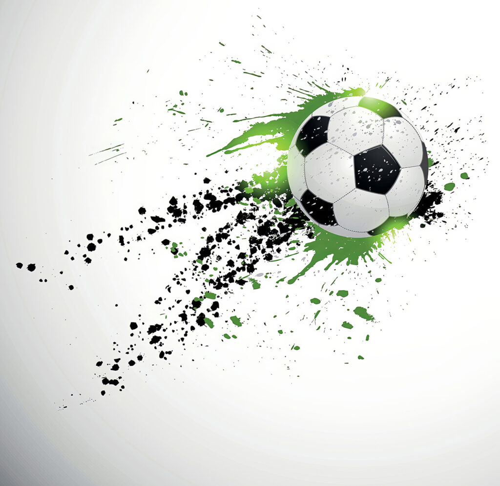 Pallone tra schizzi verdi — design completo