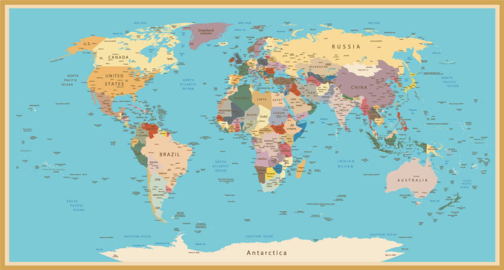 Mappa in cornice dorata — design completo