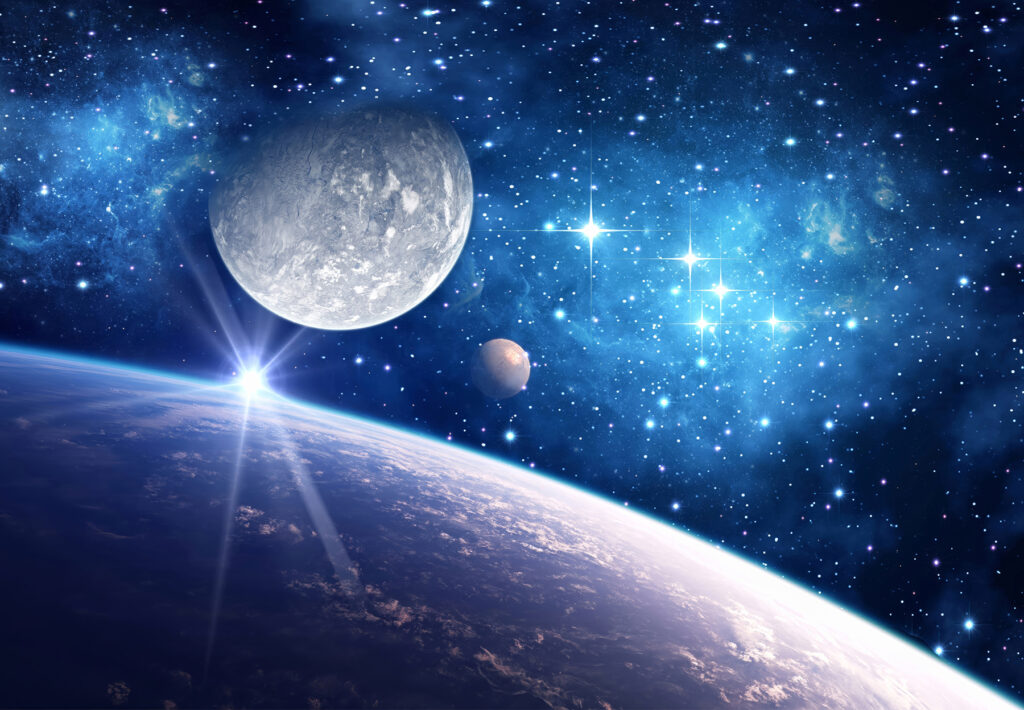 Luna tra stelle blu — design completo