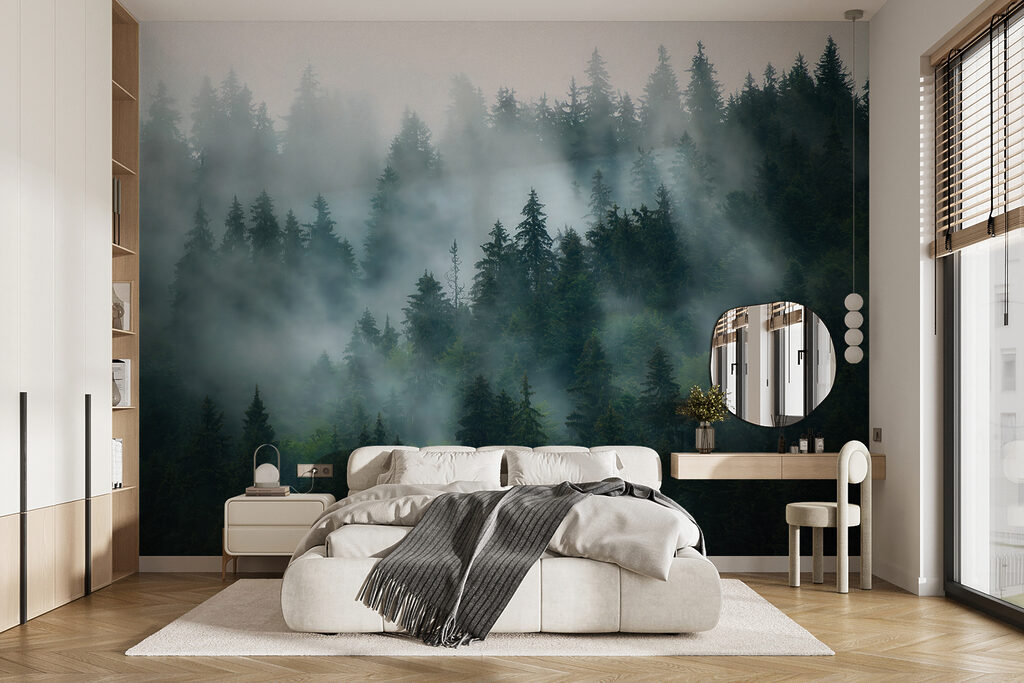 Nebbia tra le conifere — ambiente 11