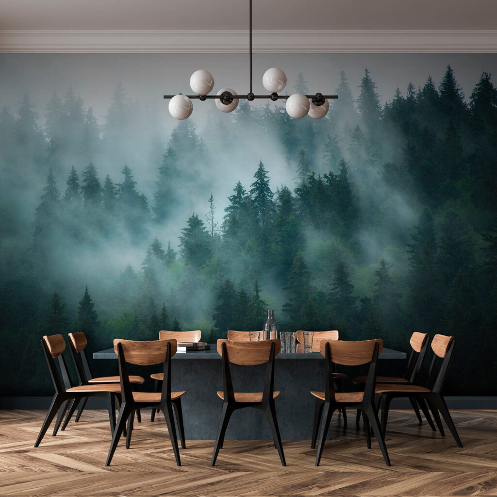 Nebbia tra le conifere — ambiente 10