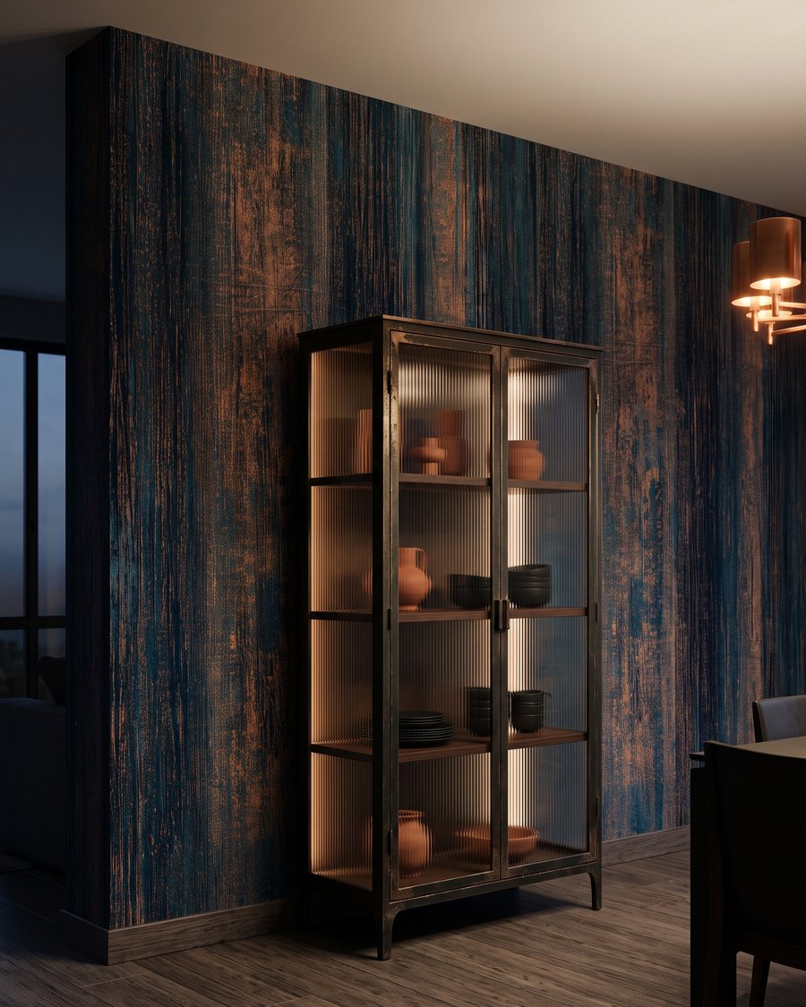 Strisce blu con ruggine in un ambiente
